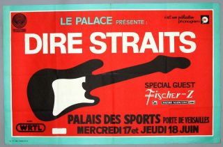 Dire Straits — Mega Rare Vintage Paris 1981 Concert Poster Huge