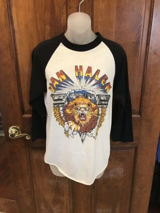 Vintage Band T Shirt Van Halen Live 1982 Tour Baseball T Shirt Medium