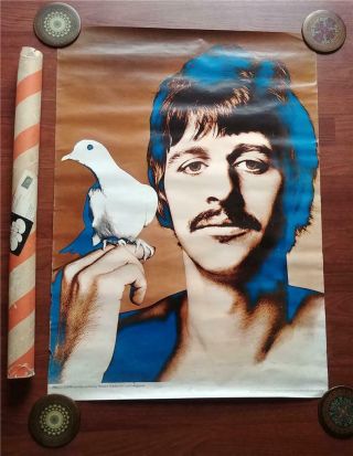Vtg Ringo Starr By Richard Avedon 1967 Poster In Beatles Mailing Tube