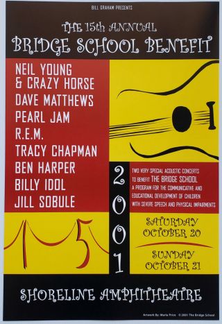 Bridge School Benefit Concert Poster 2001 Pearl Jam
