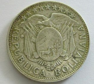 Bolivia Silver 50 Centavos 1903,  Km 175.  1