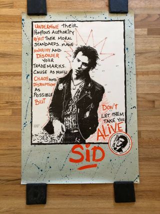 Vintage 1987 Sid Vicious “don’t Let Them Take You Alive” Poster
