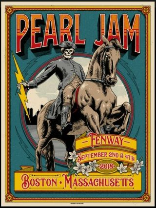 Pearl Jam Tour Poster From The 9/2 & 4 2018 Shows At Boston 