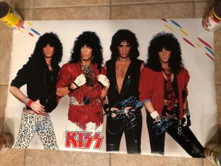 Kiss Asylum Era Poster Originally Autographed By Gene Paul Bruce Eric