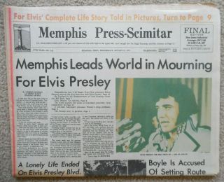 Elvis Death Newspaper Memphis Press - Scimitar August 17,  1977 Final 160 - 50b