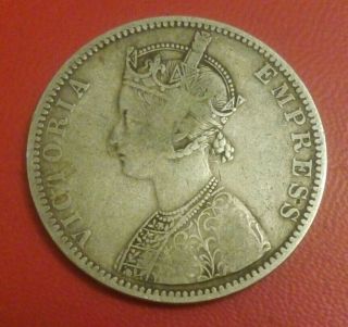 1890 British India 1 Rupee British Empire Silver,  Victoria,  Km 492