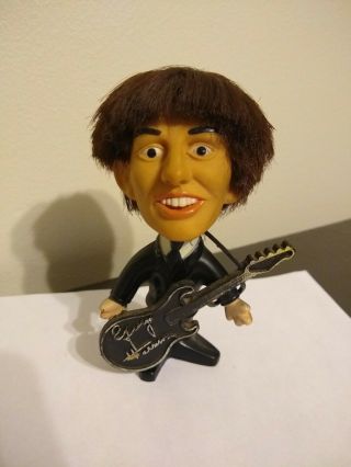 1964 Beatles Doll Figure George Harrison Remco Seltaeb Hard Body With Instrument