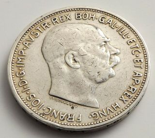 Austria 1912 2 Corona Franz Joseph I.  Silver Vf C|6006