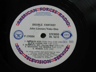 The Beatles John Lennon Double Fantasy American Forces Radio And Television Lp