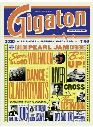 Pearl Jam Poster Baltimore 2020 Ames Bros Show Edition Postponed Show