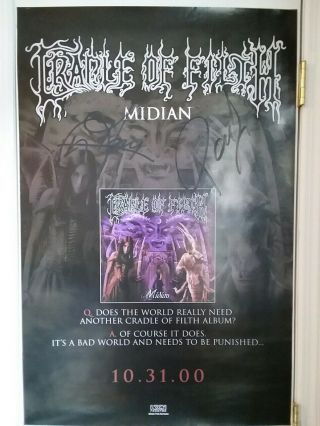 Cradle Of Filth " Midian " : Signed Official Band Poster,  8x10 Pic -