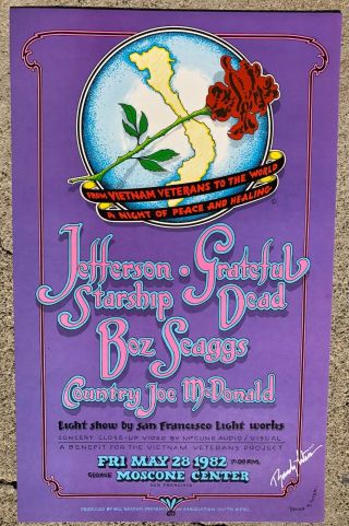 82 Grateful Dead Country Joe Macdonald Concert Poster Signed Tuten