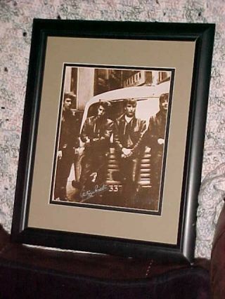 Beatles Pete Best Signed Cavern Club Framed Sepia Lithograph Of Leather Beatles