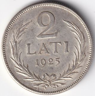1925 Latvia 2 Lati Silver Coin