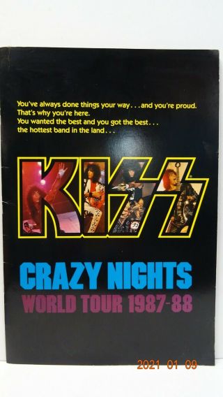 Kiss Crazy Nights World Tour Book 1987 - 1988 Vg - Ex