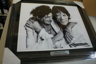 Rolling Stones Keith Richards & Mick Jagger Framed 16x20 B/w Photo Custom Frame