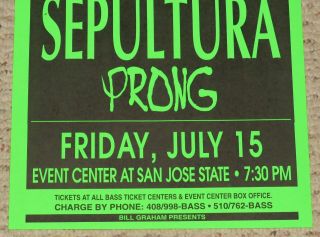 Pantera,  Prong,  Sepultura Concert Poster 1994 San Jose CA Far Beyond Driven 3