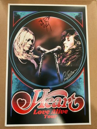 Heart Music Ann And Nancy Wilson Autographed Signed Love Alive Tour Poster