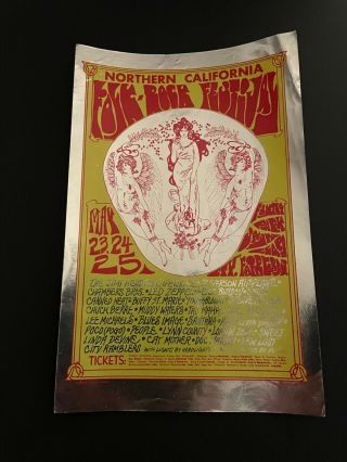 1968 Northern California Folk Rock Festival Postcard Jimi Hendrix Led Zeppelin