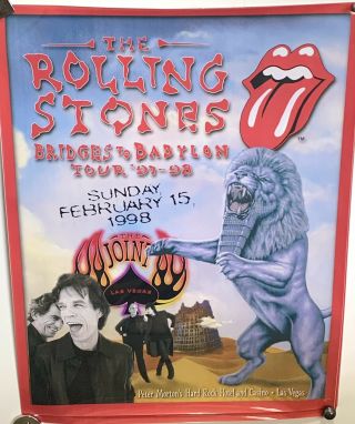 Vintage Rolling Stones Bridges To Babylon Tour Poster 1998 28x22