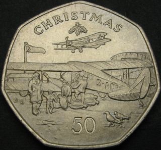 Isle Of Man 50 Pence 1985 Aa - Christmas - Aunc - 3841 ¤