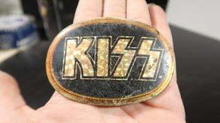 1977 Pacifica Kiss Belt Buckle Gold And Black Hologram Like Finish