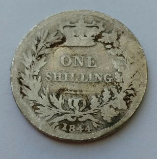 1844 Great Britain.  925 Silver 1 One Shilling Coin