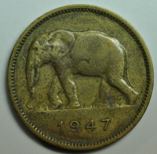 Mw15428 Belgian Congo; 2 Francs 1947 African Elephant Km 28