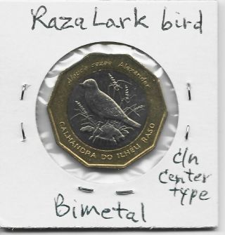 Bimetal Cape Verde 100 Escudos 1994 K39a Raza Lark Bird Animal,  Brass Ring