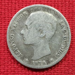 Vicuscoin - Spain - Silver - 1 Peseta - Alfonso Xii - Year 1876 Dem