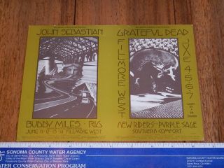 1970 Grateful Dead,  Buddy Miles Fillmore Double Postcard Bg 237 - 238,  Singer Art