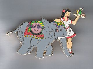 Hard Rock Cafe Pin: Pattaya 2001 Opening Staff Girl Server & Elephant Le200
