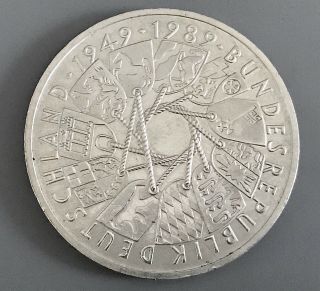 German Silver 10 Mark Coin / Bundesrepublik Deutschland / 1989