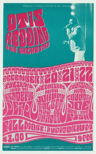Bg 43 Otis Redding Grateful Dead Wes Wilson 1966 Fillmore Auditorium Postcard