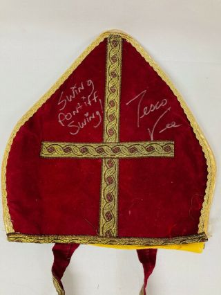 THE MEATMEN POPE HAT STAGE WORN TESCO VEE COSTUME SIGNED 2