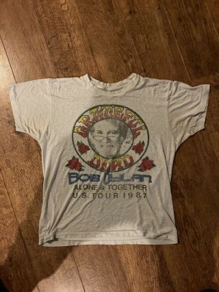 Grateful Dead Bob Dylan 1987 Summer Tour Shirt Vintage Single Stitch