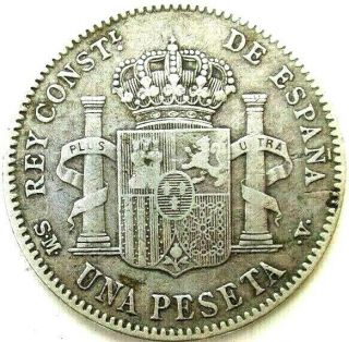 Spain Coins,  1 Peseta 1900,  Alfonso Xiii,  Silver 0.  835