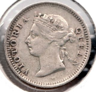 1900 - Hong Kong - 5 Cent Silver Victoria Coin - Superfleas - A Fine,  Grade