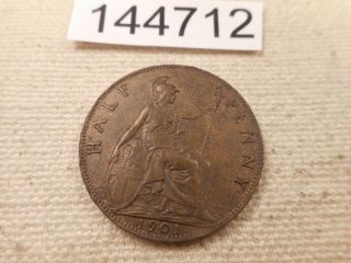 1901 Great Britain Half Penny - Collector Grade Album Coin - 144712