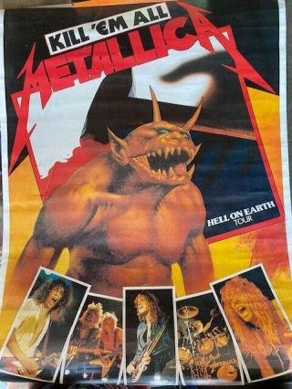 Metallica - Kill Em All Poster 20.  75 X 28.  5 - Hell On Earth Tour 1983 - Vintage