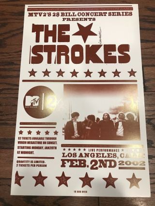 The Strokes Mtv 2 2$ Bill Concert Poster 2002 Vintage 22”x14” Rare