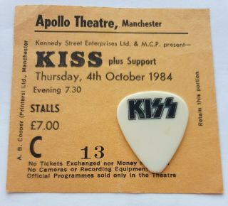Kiss 1984 Animalize Uk Tour Authentic Vintage Guitar Pick & Ticket Stub Rare