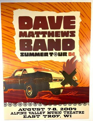 Poster Dave Matthews Band Summer Tour 2004 - East Troy.  Wi - 18x24
