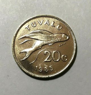 1985 Tuvalu 20 Cents,  Flying Fish,  Animal Wildlife Coin