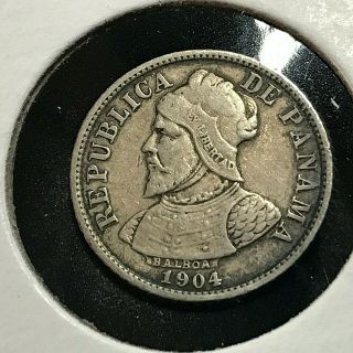 1904 Panama Silver 5 Centesimos Coin