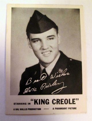 Elvis Presley All Star Shows " King Creole " Promotional Trading Card In Uniform