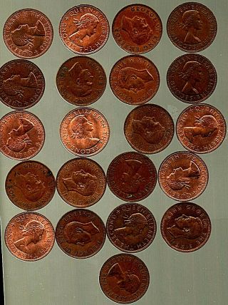 Zealand - One Penny,  21 Coins,  Various Dates From 1942 To 1964