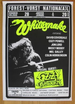 Whitesnake Ozzy Osbourne Silkscreen Concert Poster 