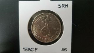 5 Reichsmark 1936 F - Iii.  Reich - Silver - Vf,