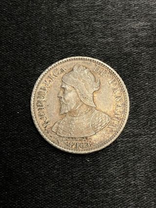 Panama 1904 Silver 5 Centesimos De Balboa